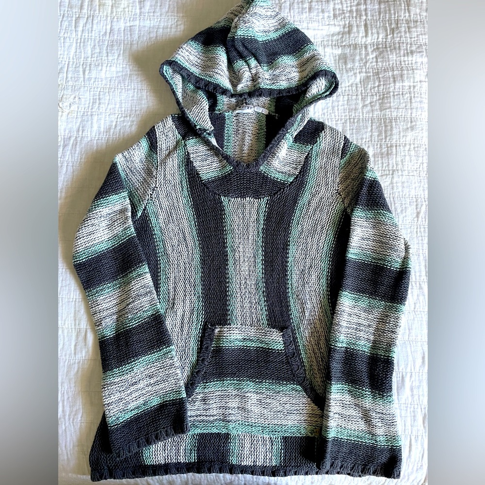 Roxy Striped Hooded Sweatshirt - Black, Gray, Mint